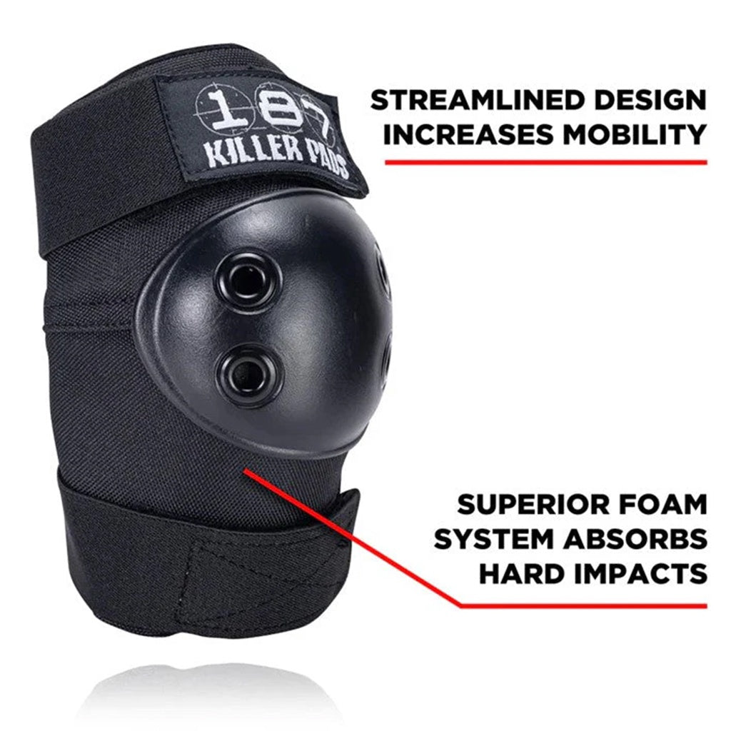 187 Killer Pads | Junior Six Pack. Knee / Elbow / Wrist Protective Pad Set. Black