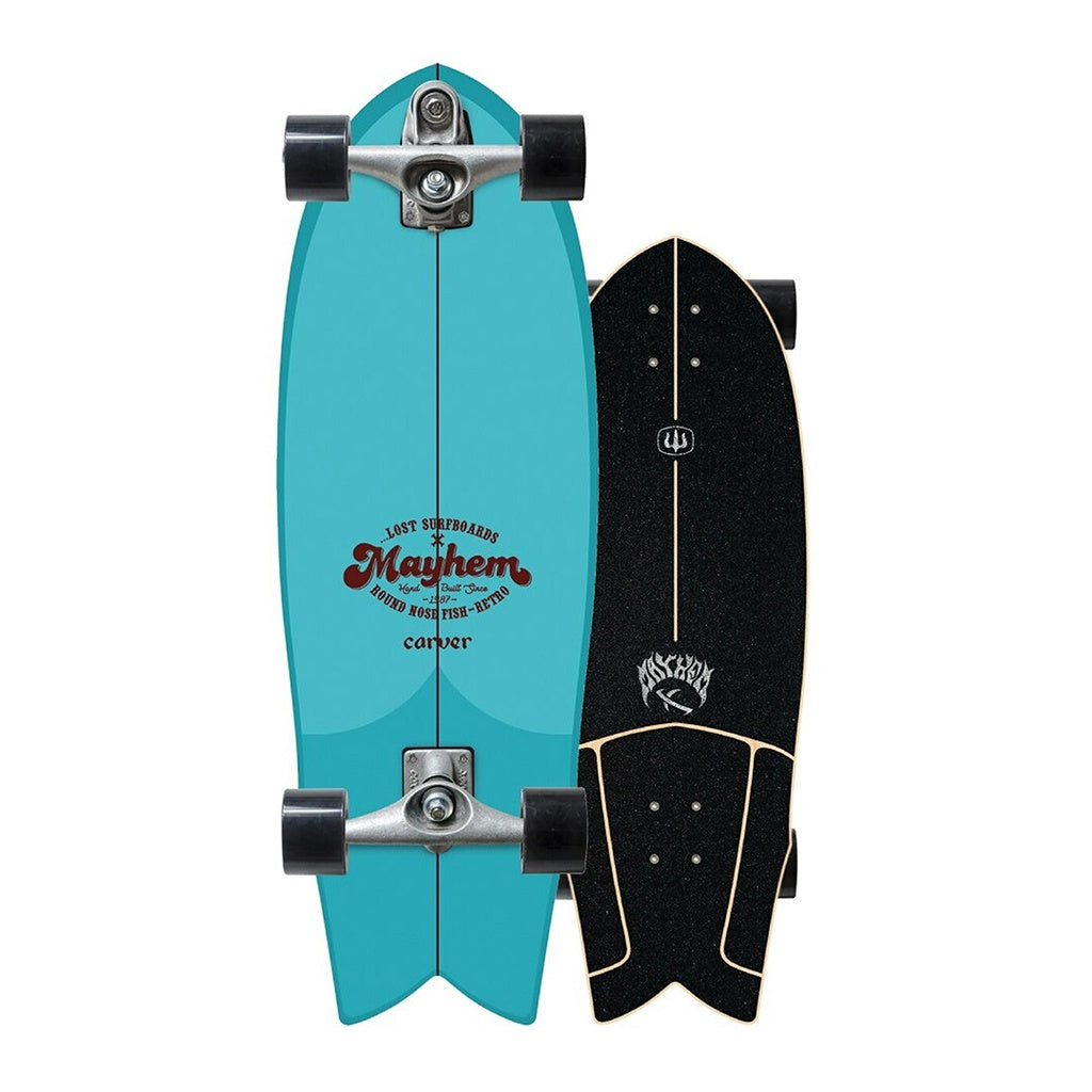 Carver x Lost-Mayhem | RNF Round Nose Fish Retro Surf Skate Complete Skateboard with C7 Trucks. 9.875" x 29.5"