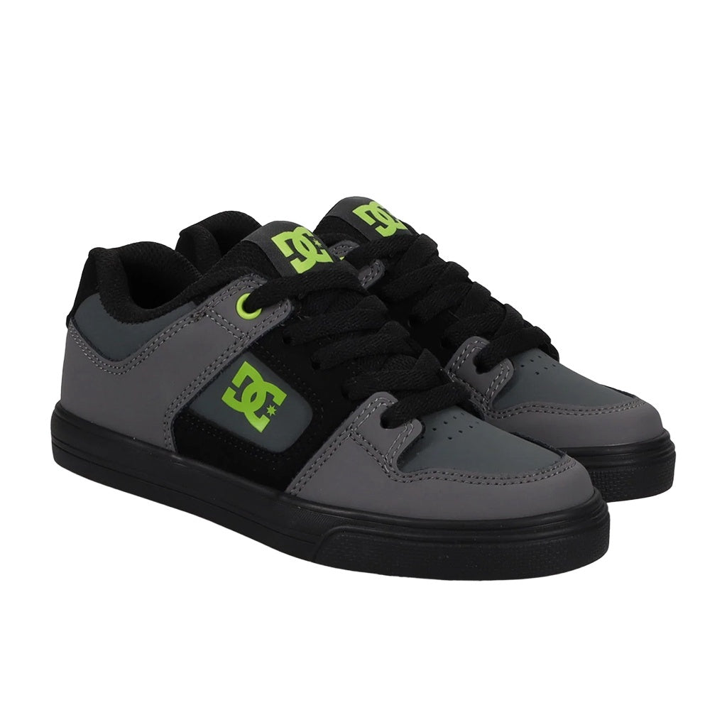 DC | Boys / Youth Pure Skate Shoes. Grey/Black/Lime