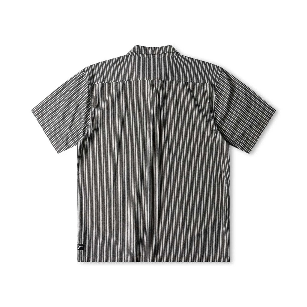 Former | Reynolds Stripe Short Sleeve Shirt. Black