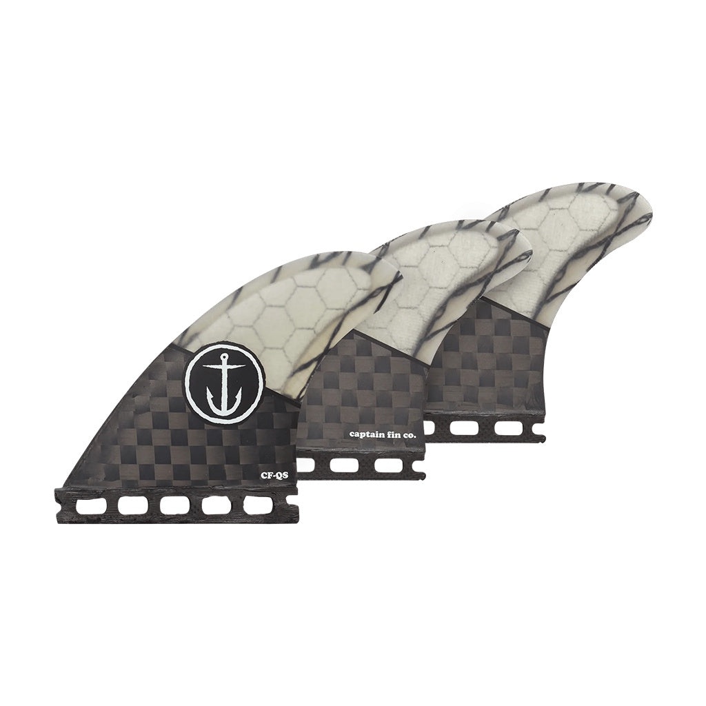 Captain Fin | Cf Quikness Honeycomb / Carbon Fibre Large 3 Fin Set. Single Tab / Black
