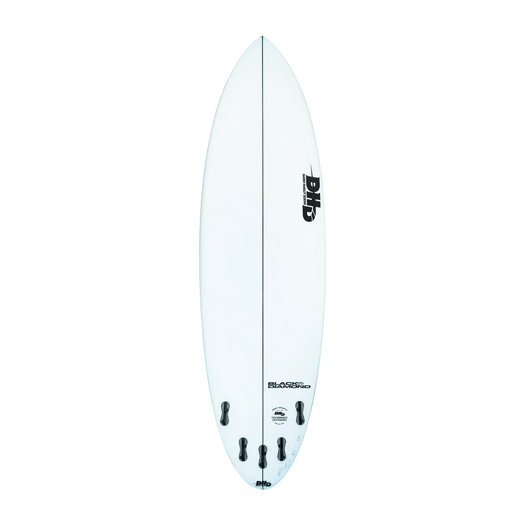 DHD | Black Diamond Fibreglass Surfboard. Clear