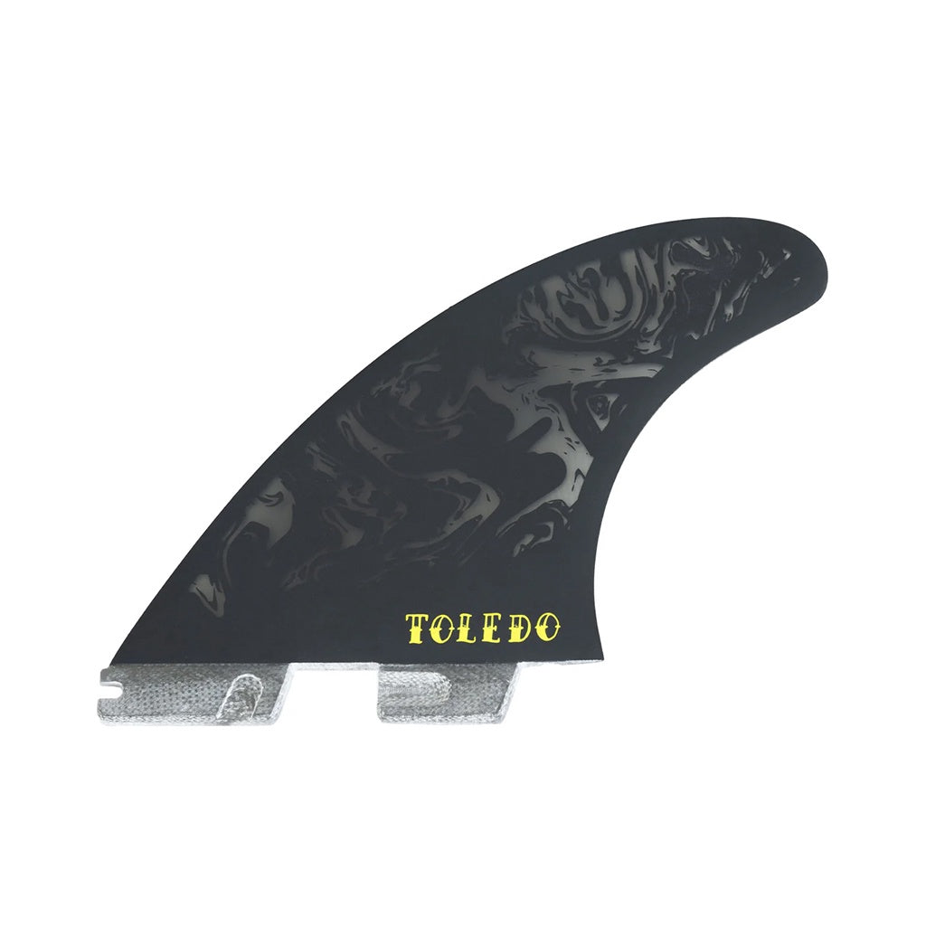 FCS2 x Filipe Toledo | FT Pro Accelerator PG Medium Tri Fin Set. Black/Acid