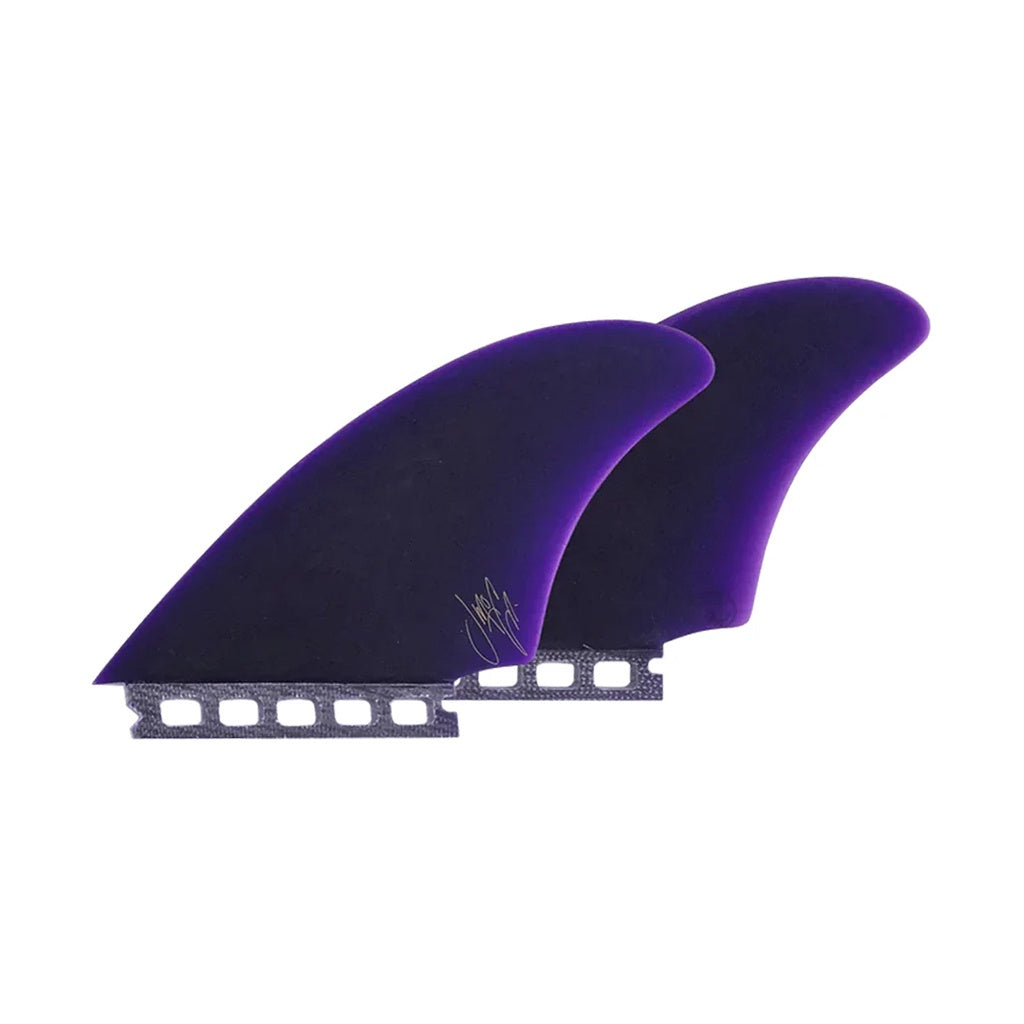 Captain Fin X Jeff Mccallum | Fibreglass Keel Twin Fin Set. Single Tab / Purple