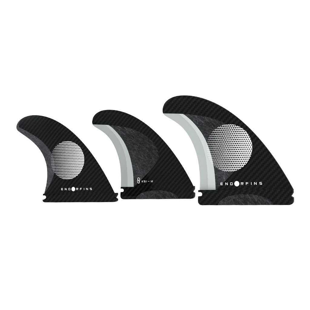 Endorfins x Slater Designs | Kelly Slater KS1 Air Tech Medium Tri Fin Set. Black/White