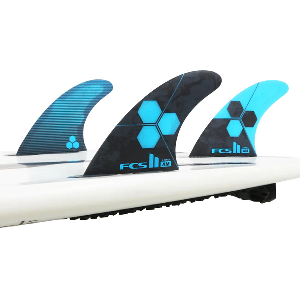 FCS2 x Al Merrick | AM Carver PC X-Small / Grom Tri Fin Set. Cyan