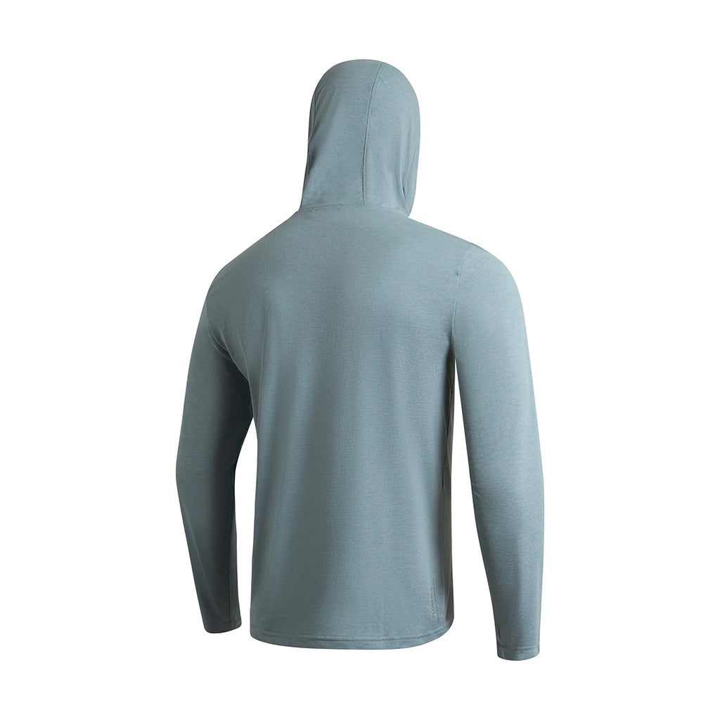 Florence Marine X | FMX Airtex Long Sleeve Hooded UPF30+ Surf Shirt. Heather Light Sea Blue