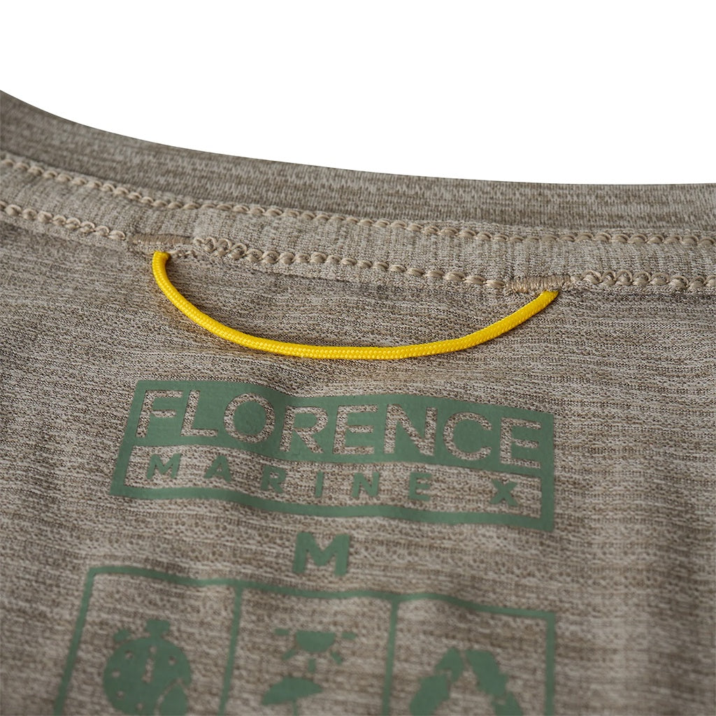 Florence Marine X | FMX Airtex Long Sleeve UPF Performance Surf Shirt. Heather Vintage Khaki