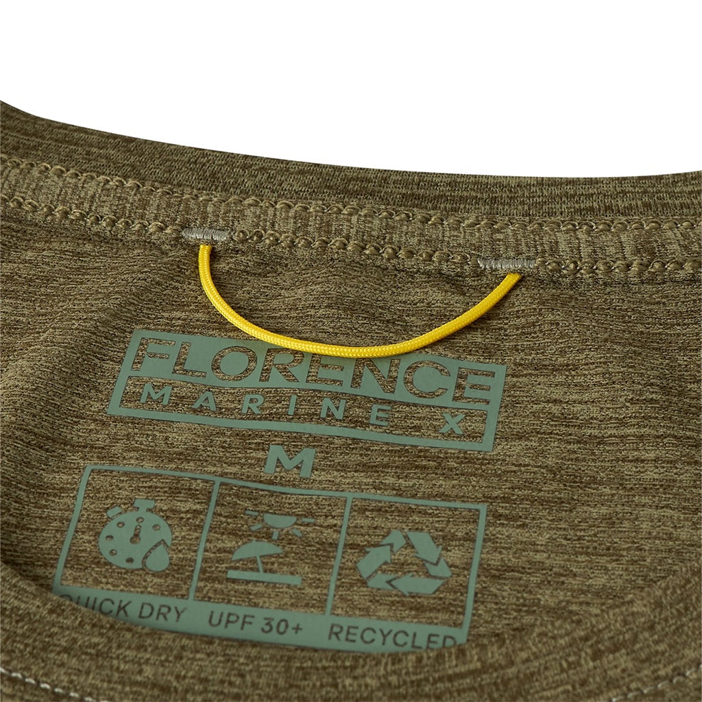 Florence Marine X | FMX Florence Logo Airtex Short Sleeve UPF30+ Utility T-Shirt. Heather Burnt Olive
