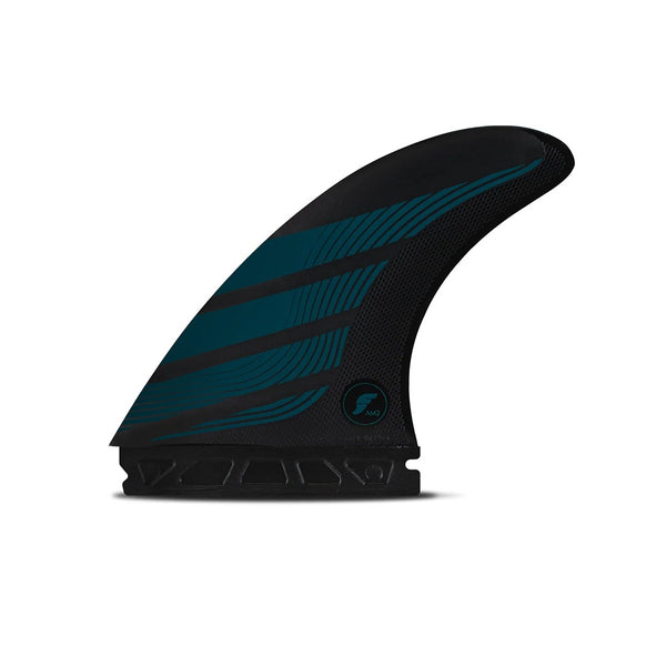 Futures x Al Merrick | AM2 Alpha Large Tri Fin Set. Carbon/Teal Blue