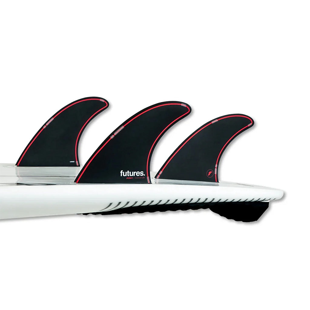 Futures x Jordy Smith | Jordy Signature 3.1 Honeycomb Large Tri Fin Set. Black/Red