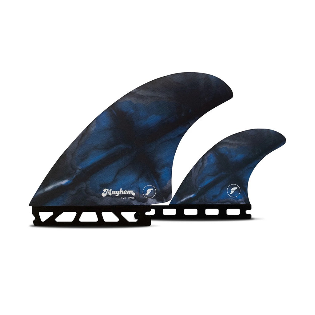 Futures x Mayhem | HC Evil Twin + 1 Hybrid Keel Large Tri Fin Set. Blue/Black Available Online and in Store at Momentum Skateshop In Cottesloe, Western Australia. Shop Online Now: www.momentumskate.com.au