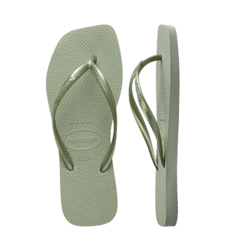 Havaianas | Slim Square Toe Thongs. Smoke Green