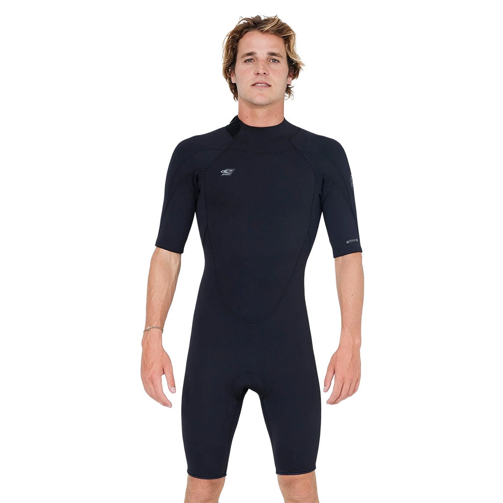 O'Neill | Defender GBS Back Zip Short Sleeve 2mm Spring Suit Wetsuit. Black / Black