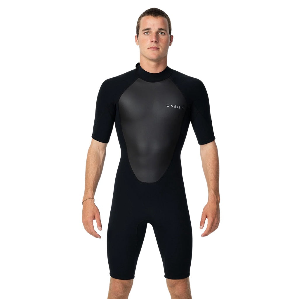 O'Neill | Factor Back Zip Short Sleeve 2mm Spring Suit Wetsuit. Black / Black