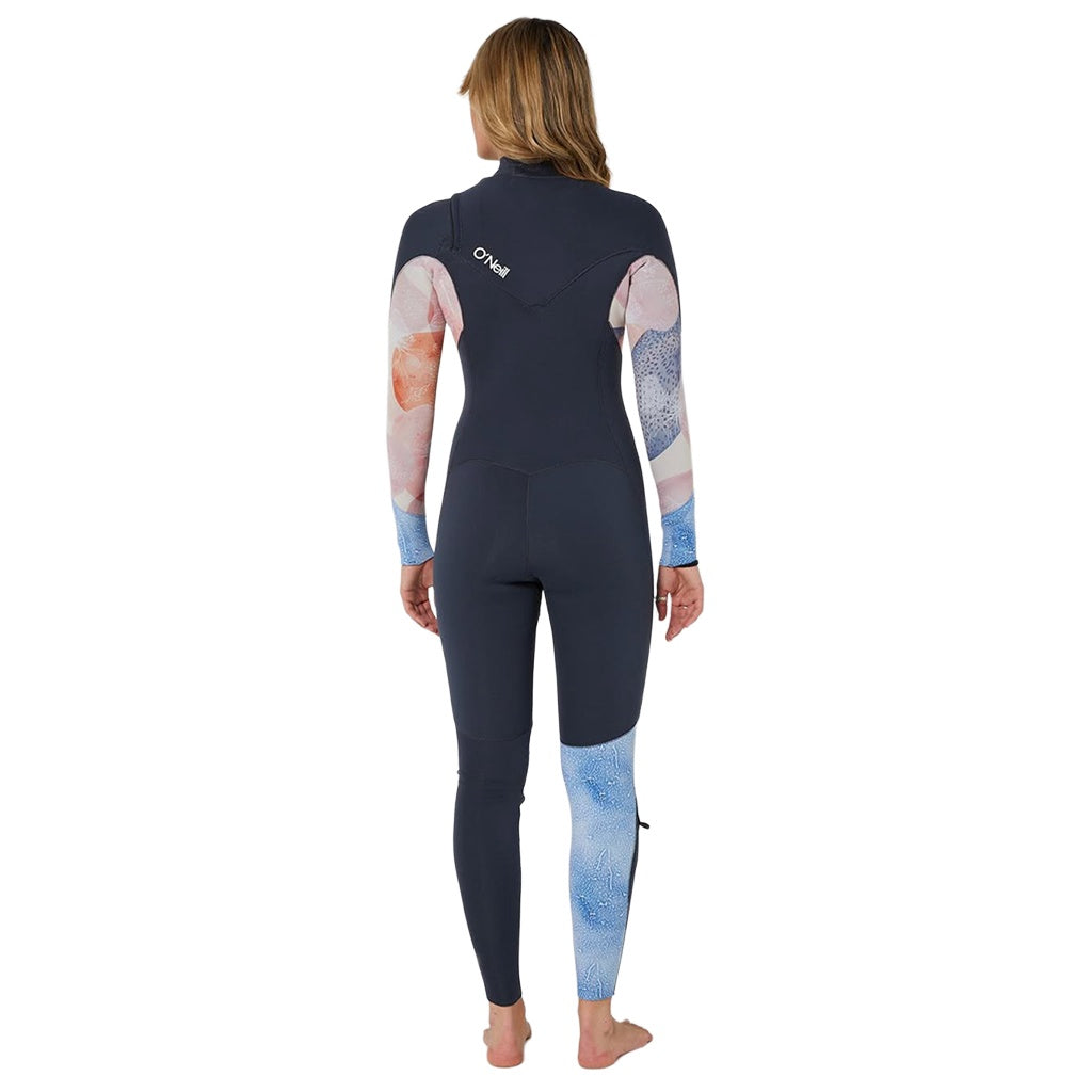 O'neill | Ladies Bahia Chest Zip 3/2 Full Steamer. Gun Metal/IMO/IMO2