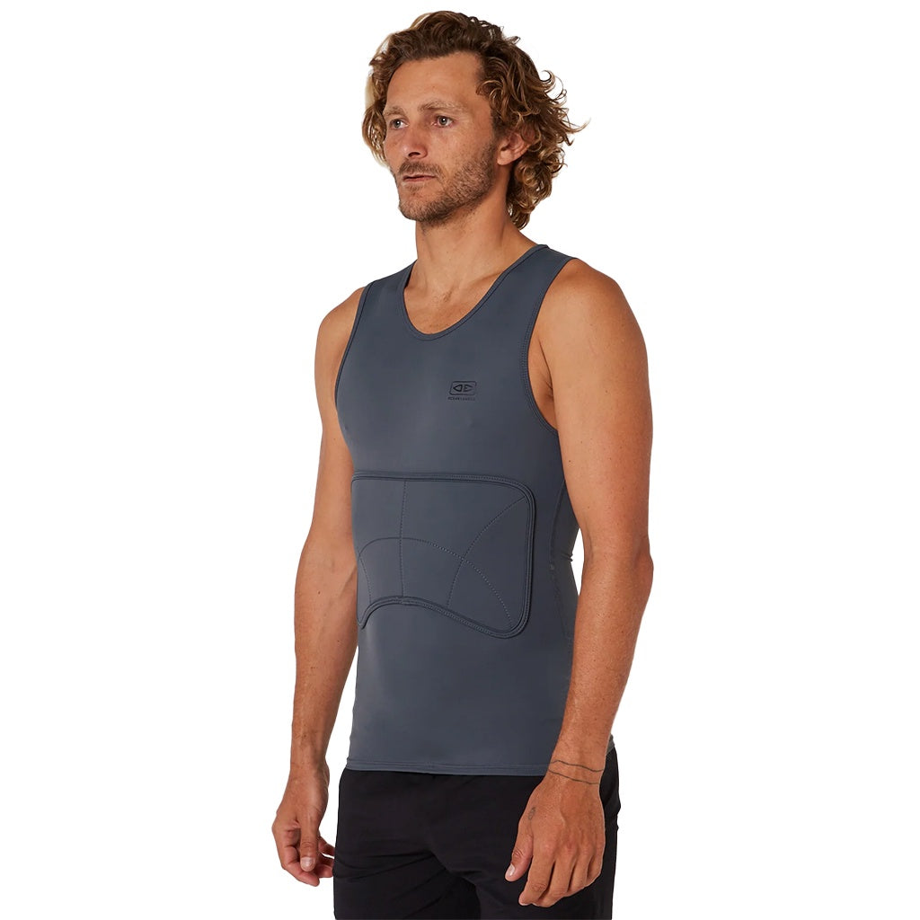 Ocean & Earth | Mens Rib Guard Padded UPF50+ Sleeveless Rash Vest. Charcoal