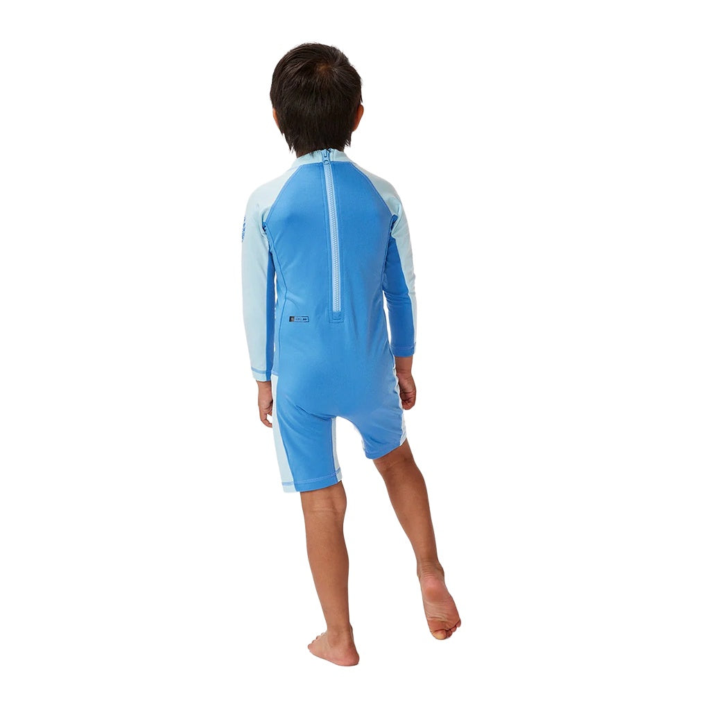 Rip Curl | Boys Icons Brushed UV50+ Long Sleeve Rashguard Surf Spring Suit. Blue Gum