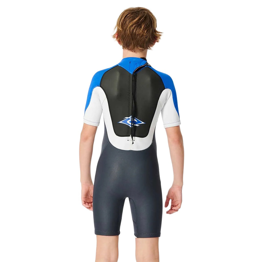 Rip Curl | Boys Omega Back Zip Short Sleeve Spring Suit. Blue
