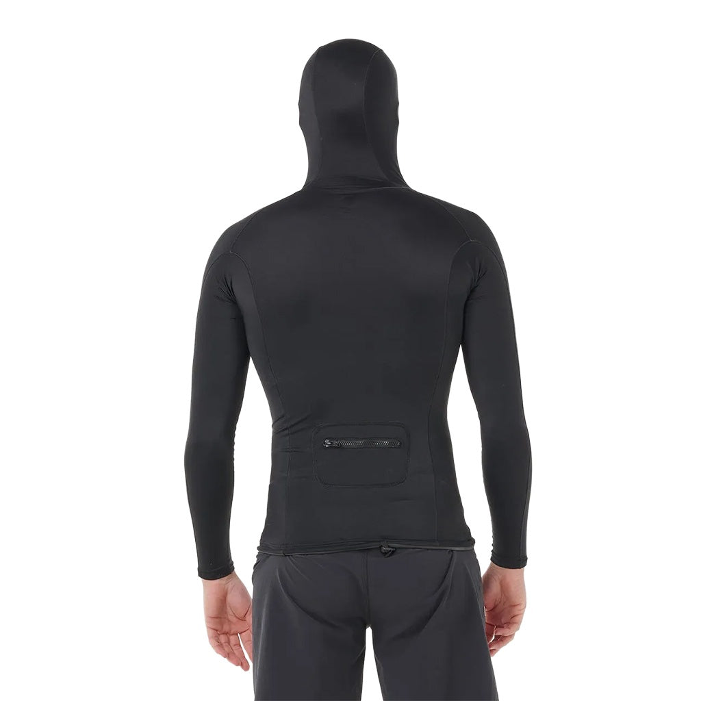 Rip Curl | Ultimate Search Long Sleeve Neo Vest Rashguard with Hood. Black