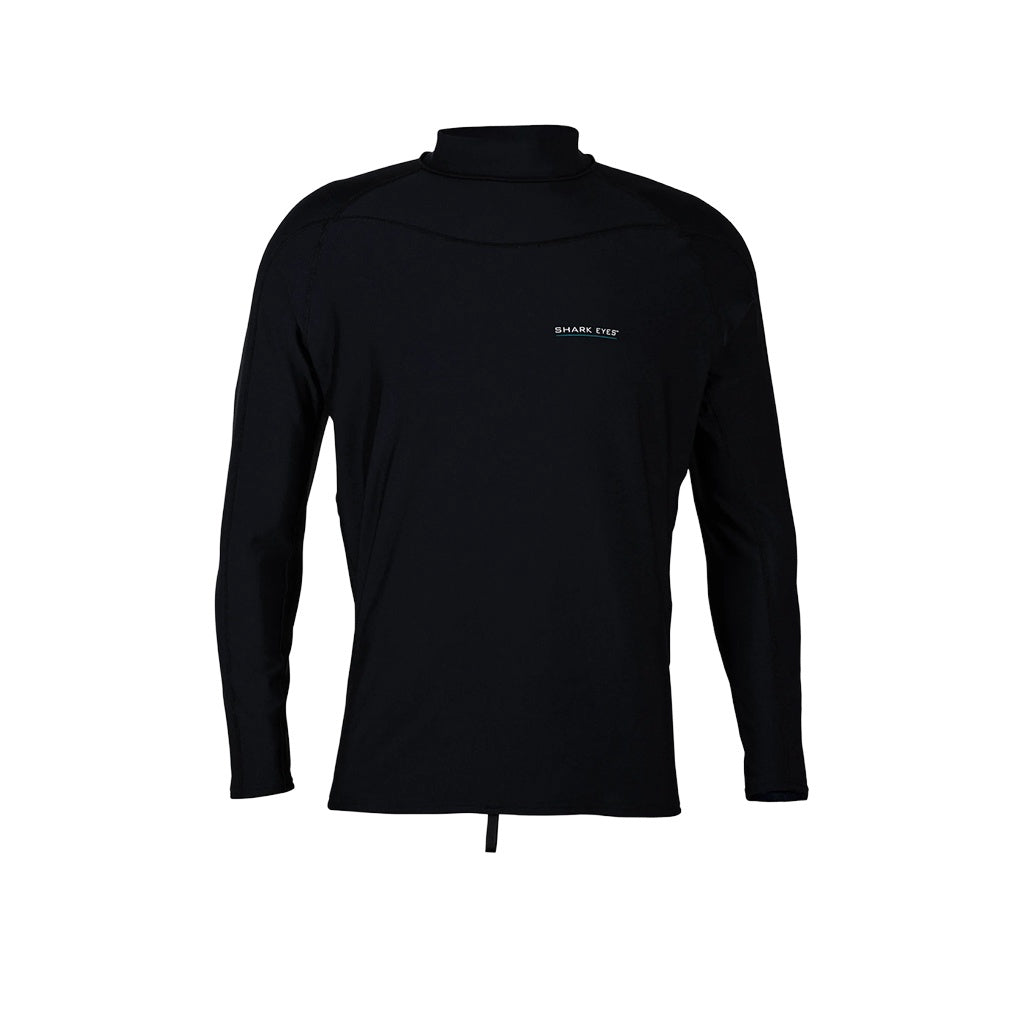Shark Eyes | Mens 1.5mm Long Sleeve Hydrophobic Thermal UV50+ Rash Vest Surf Top. Black