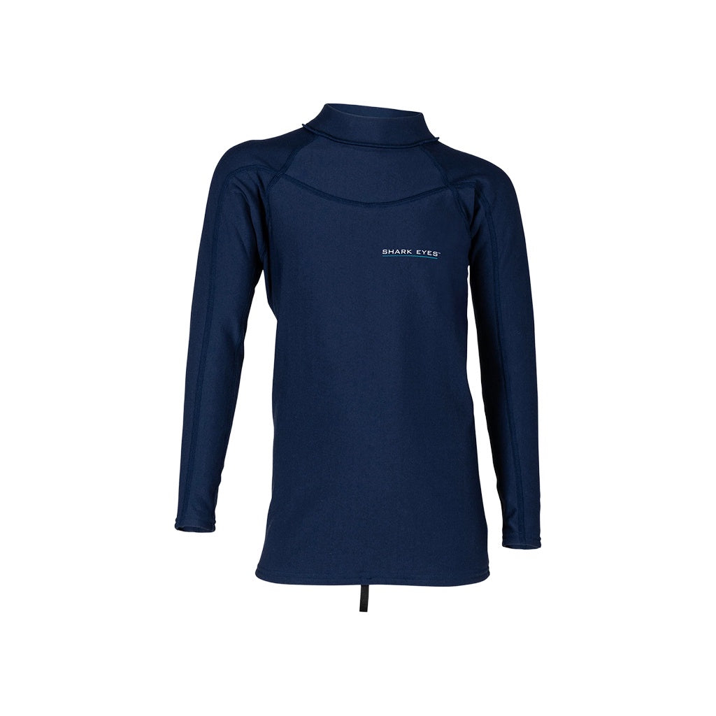 Shark Eyes | Youth 1.5mm Long Sleeve Hydrophobic Thermal UV50+ Rash Vest Surf Top. Navy