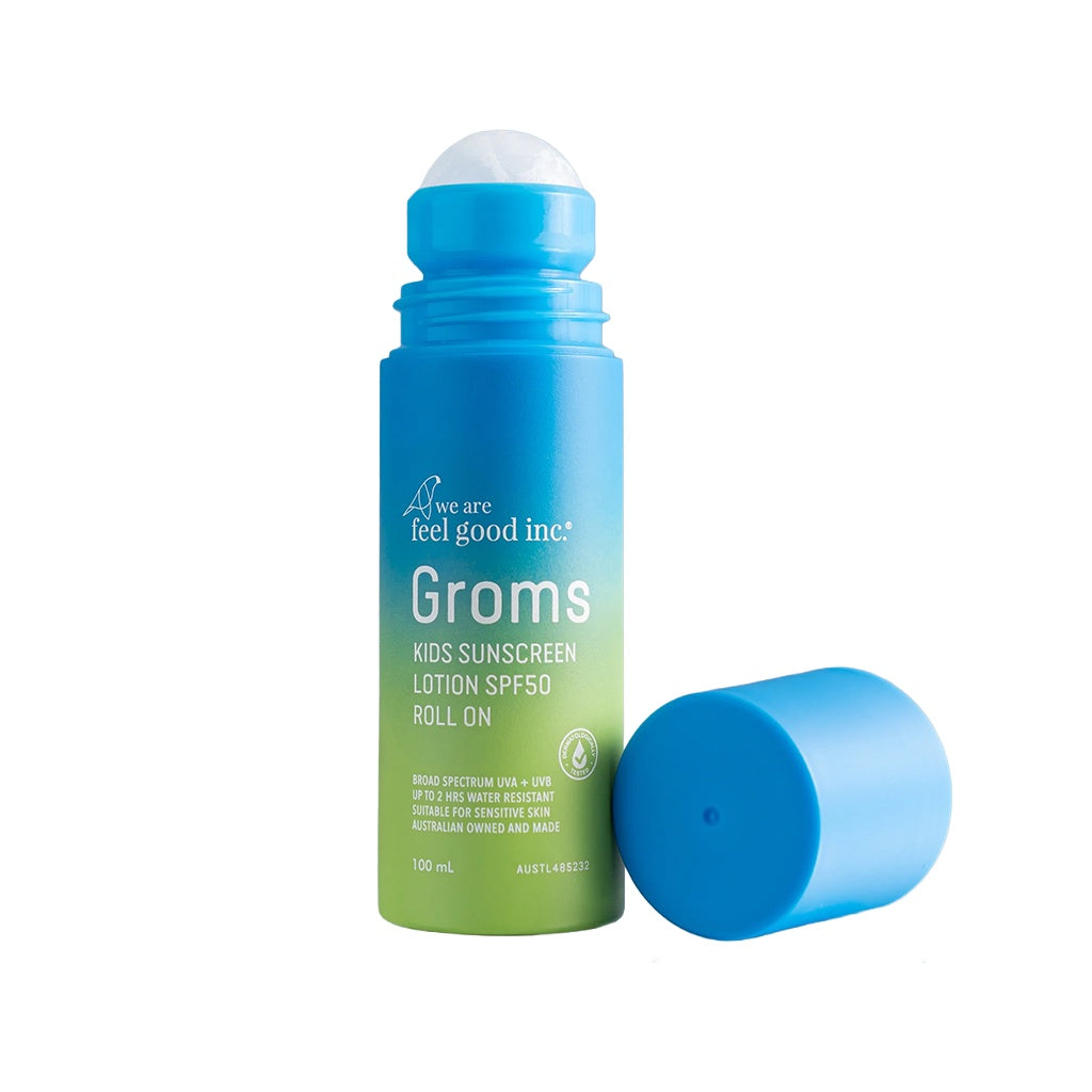 We Are Feel Good Inc | Groms Kids SPF50 Broad Spectrum Roll On Sunscreen Lotion. 100ml