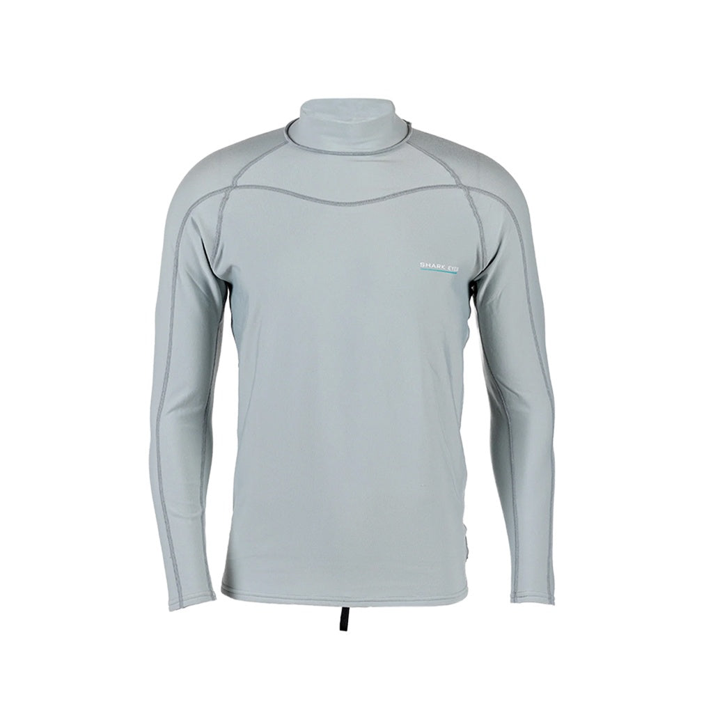 Shark Eyes | Mens 1.5mm Long Sleeve Hydrophobic Thermal UV50+ Rash Vest Surf Top. Silver