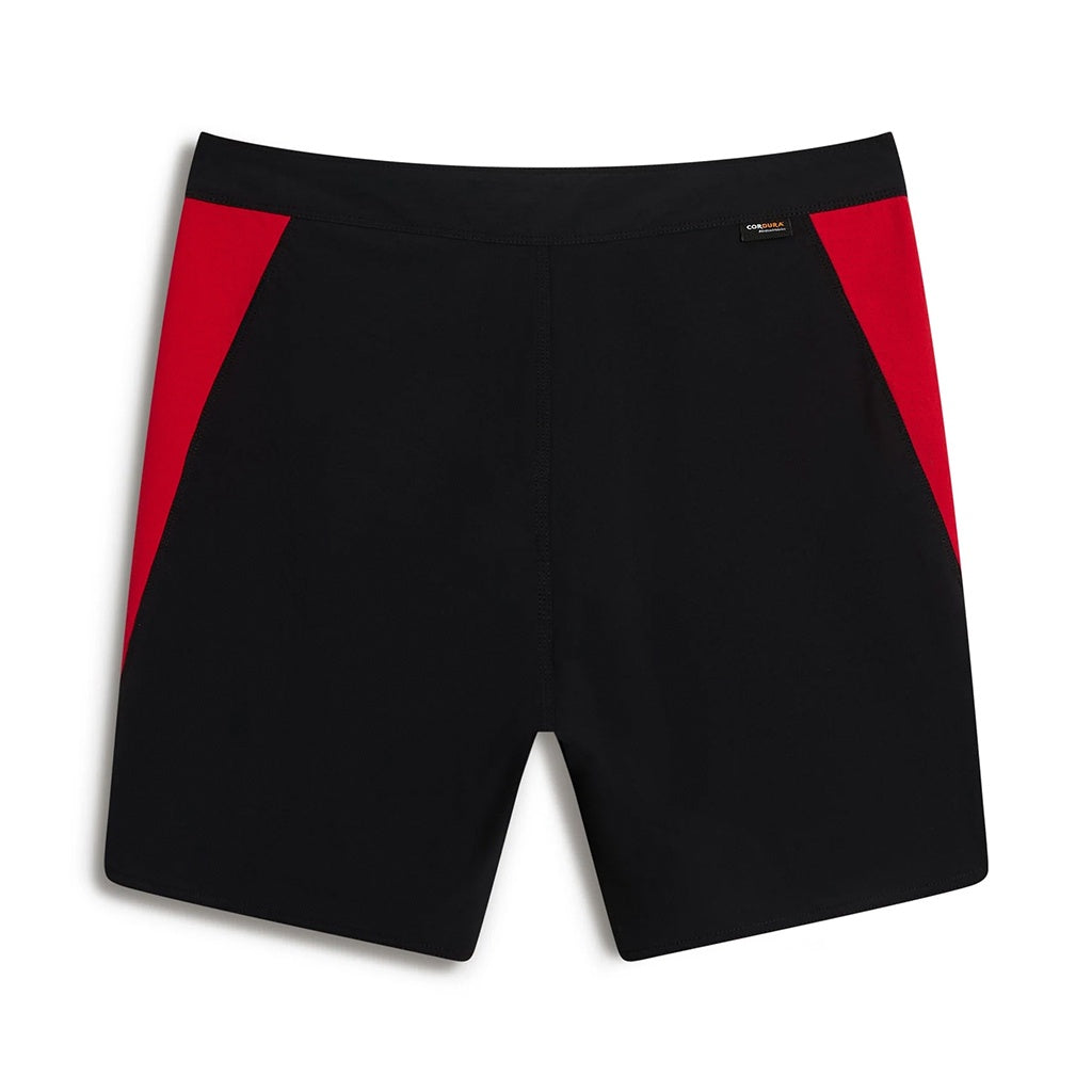 Florence Marine X | FMX Cordura Airtex Boardshorts. Black Rescue Red