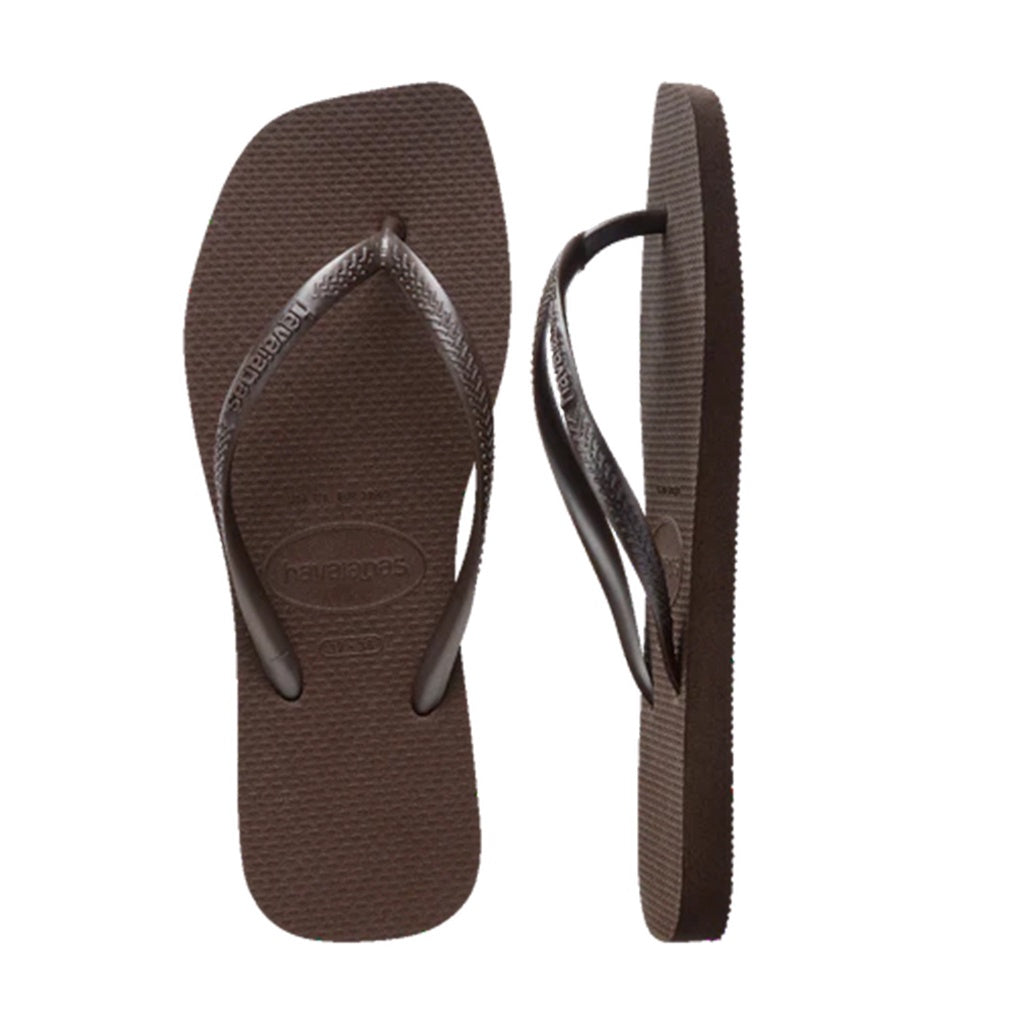 Havaianas | Slim Square Toe Thongs. Dark Brown