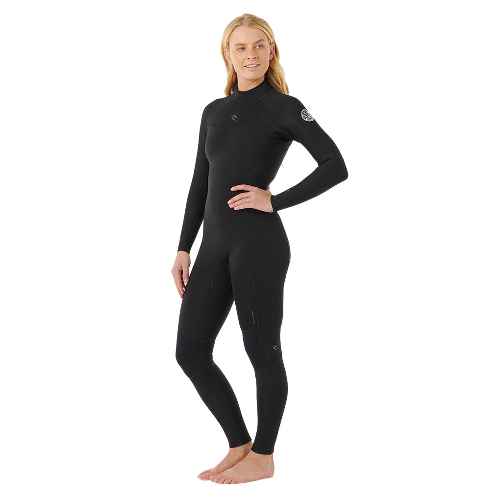 RIP CURL | LADIES DAWN PATROL 3/2MM GBS BACL ZIP LONG SLEEVE STEAMER. BLACK