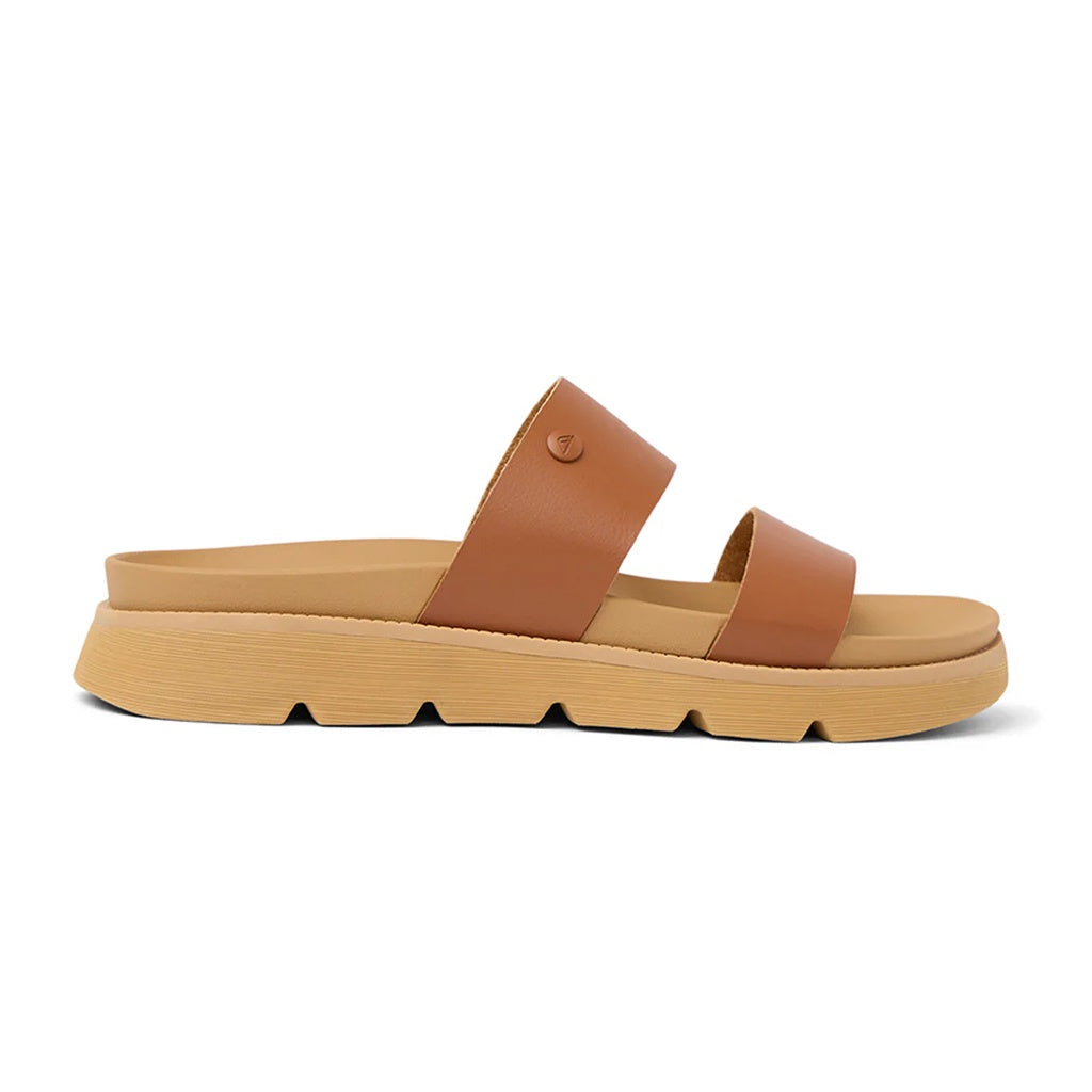 Reef | Ladies Vista Luxe Thea Slides. Leather Brown