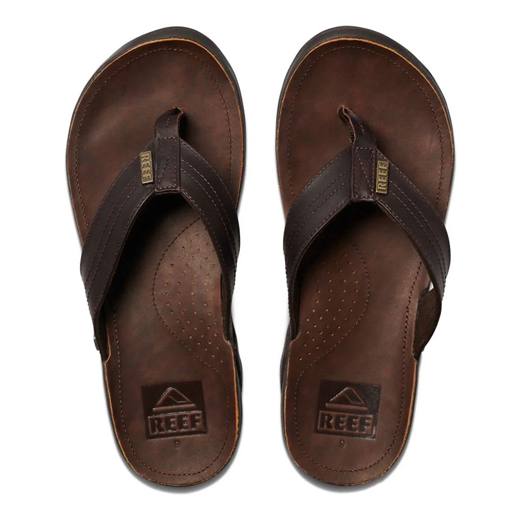 Reef | Mens J-Bay III Leather Thongs. Dark Brown/Dark Brown