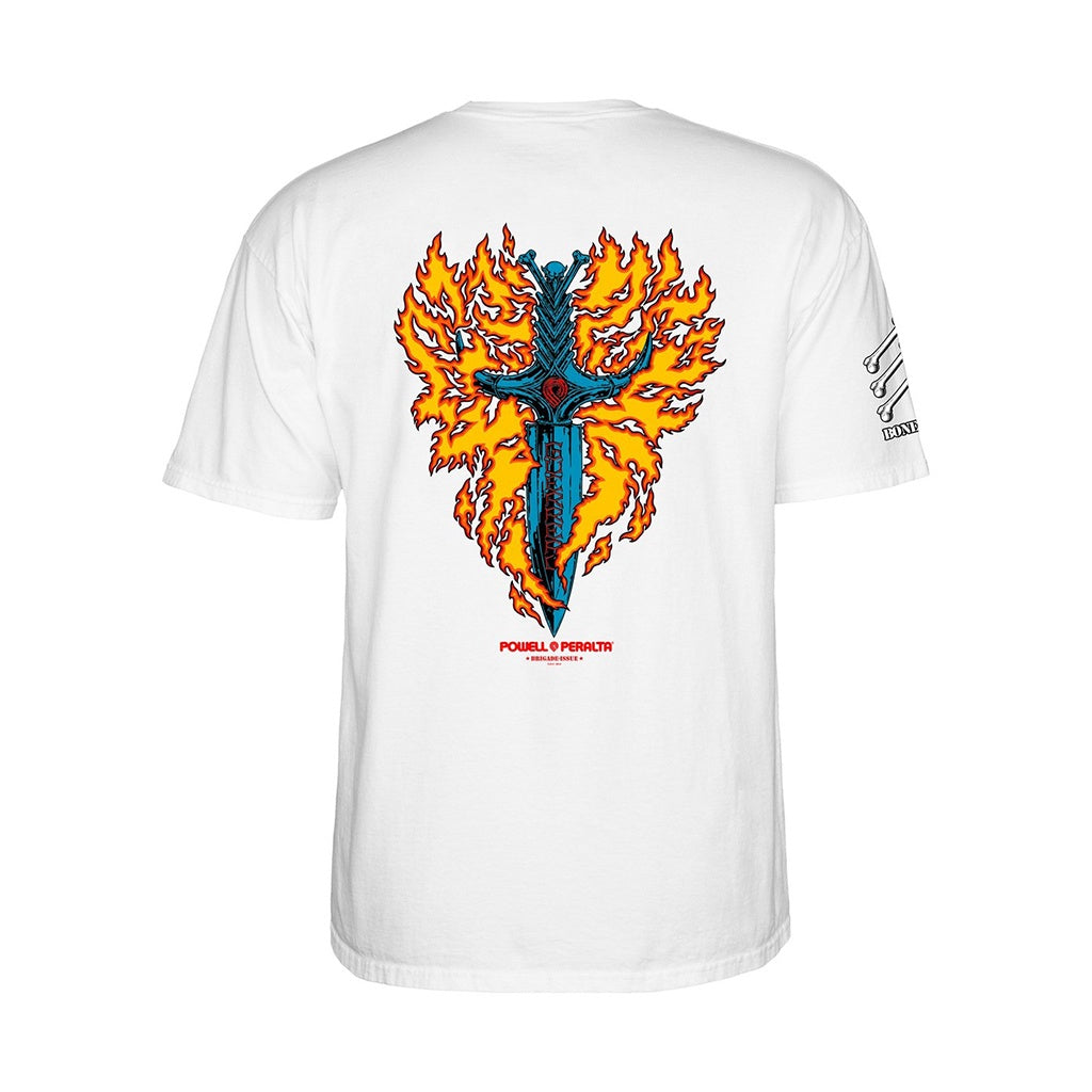 Powell Peralta x Bones Brigade | BB Series 17 Tommy Guerrero Flaming Dagger Short Sleeve Tee. White
