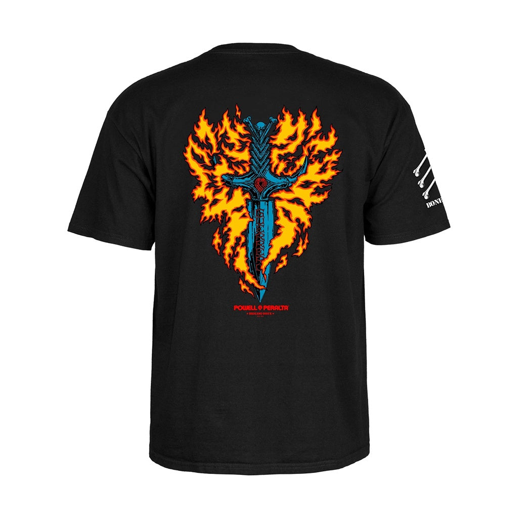 Powell Peralta x Bones Brigade | BB Series 17 Tommy Guerrero Flaming Dagger Short Sleeve Tee. Black