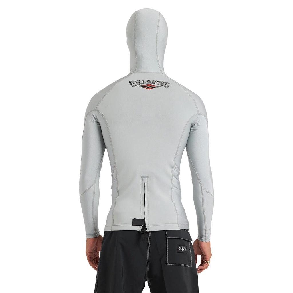 Billabong | Absolute Natural 1mm Poly Lite UPF Long Sleeve Hooded Hybrid Wetsuit Jacket. Cool Grey