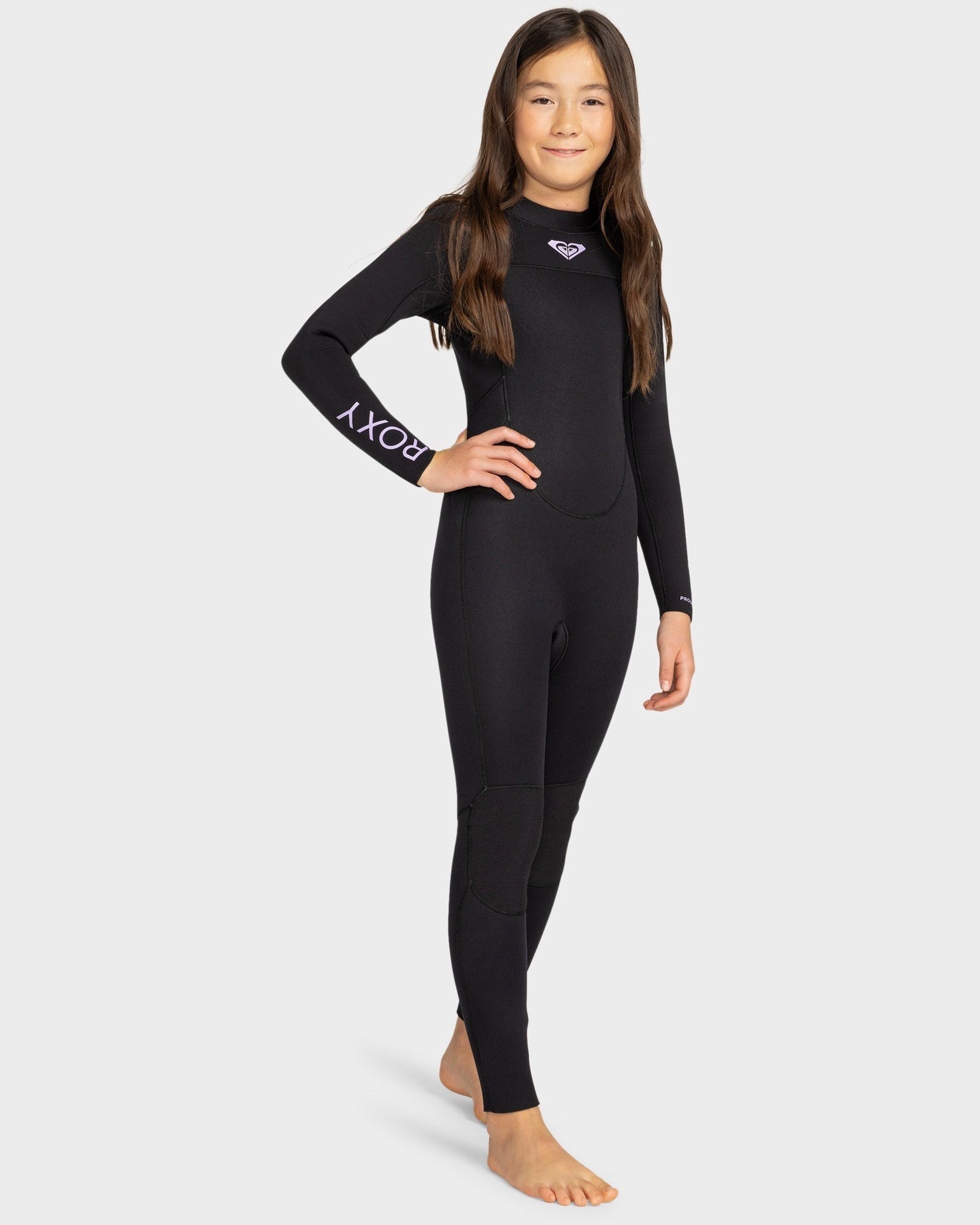ROXY | GIRLS PROLOGUE 3/2MM FLATLOCK BACK ZIP LONG SLEEVE STEAMER. BLACK