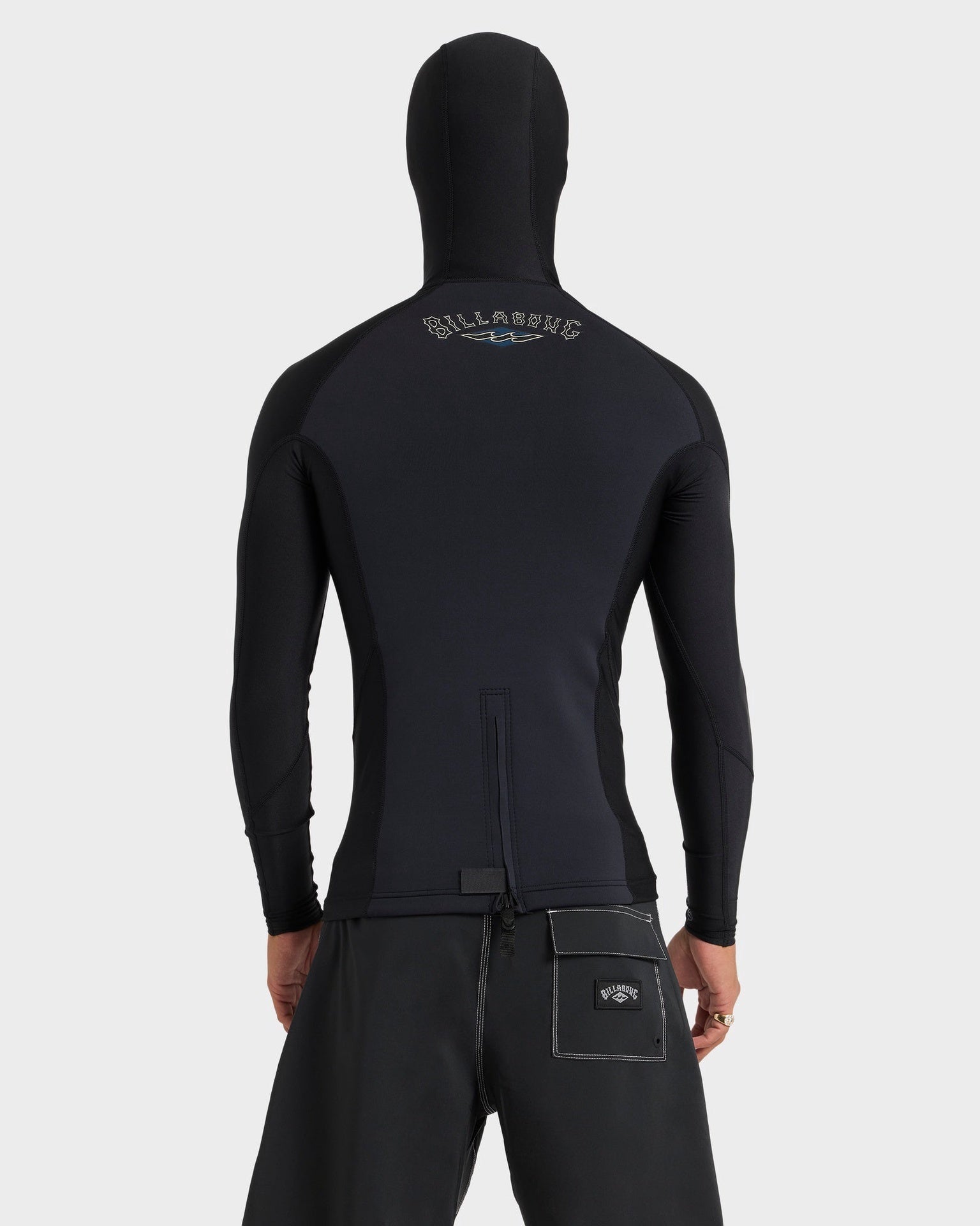 Billabong | Absolute Natural 1mm Poly Lite UPF Long Sleeve Hooded Hybrid Wetsuit Jacket. Black