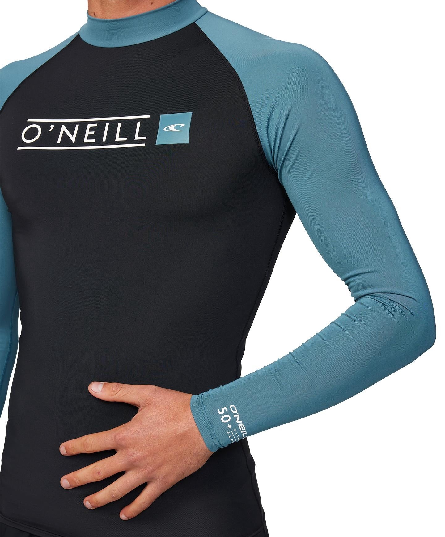 O'Neill | Reactor Block UV Long Sleeve Rashguard. Black/Deep Teal