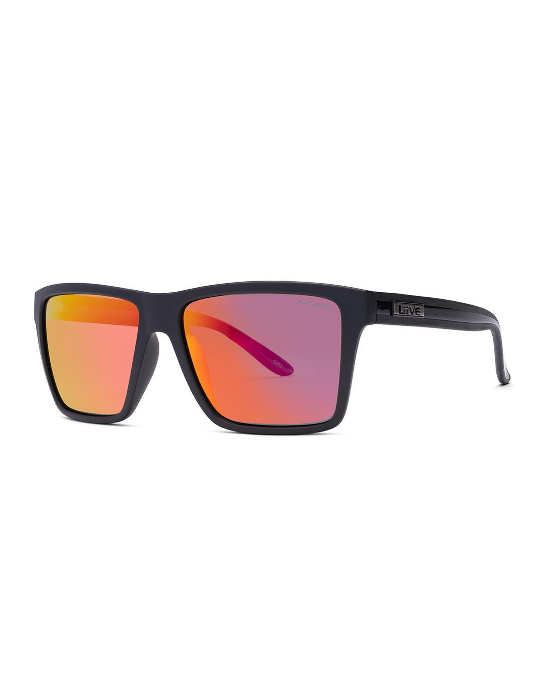 LIIVE | Bazza Twin Blacks Sunglasses. Matte Black/Red Mirror Polarised