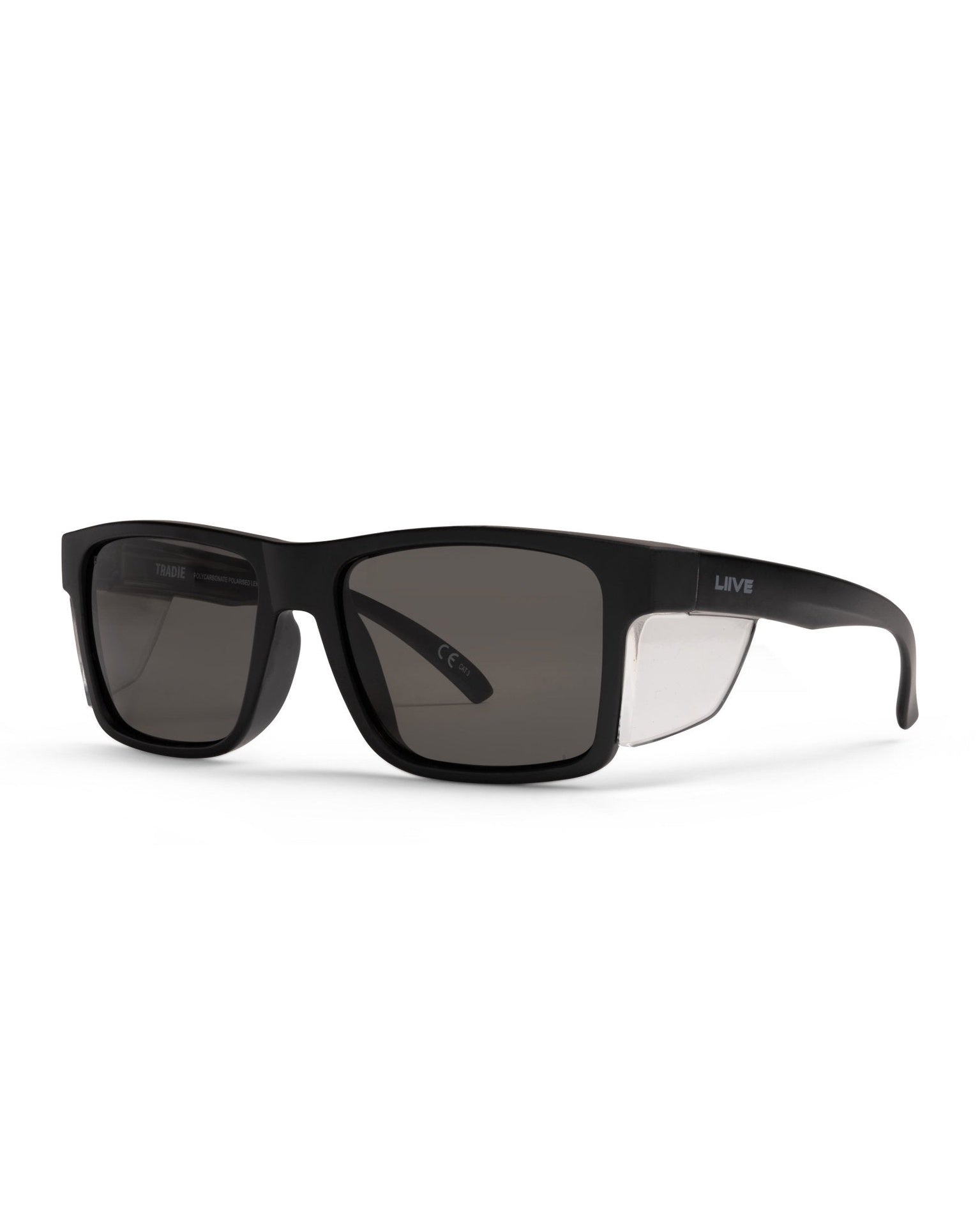 LIIVE | Z Tradie X Saftey Sunglasses. Matt Black with Clear Blinker/Smoke Polarised