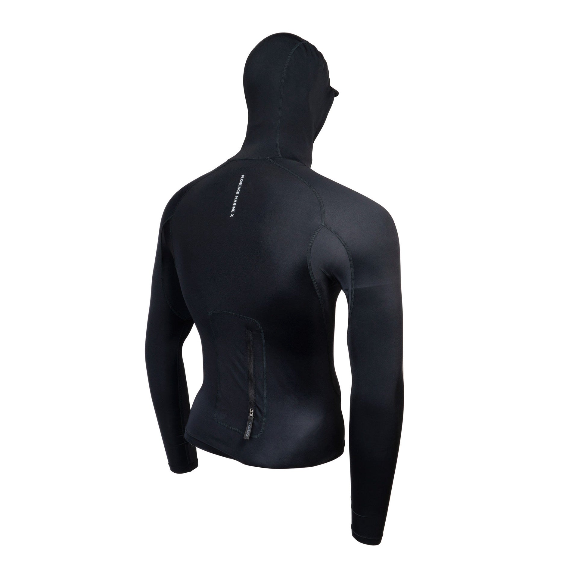 Florence Marine X | FMX Utility Pocket Hooded Long Sleeve UPF50 Rashguard. Black