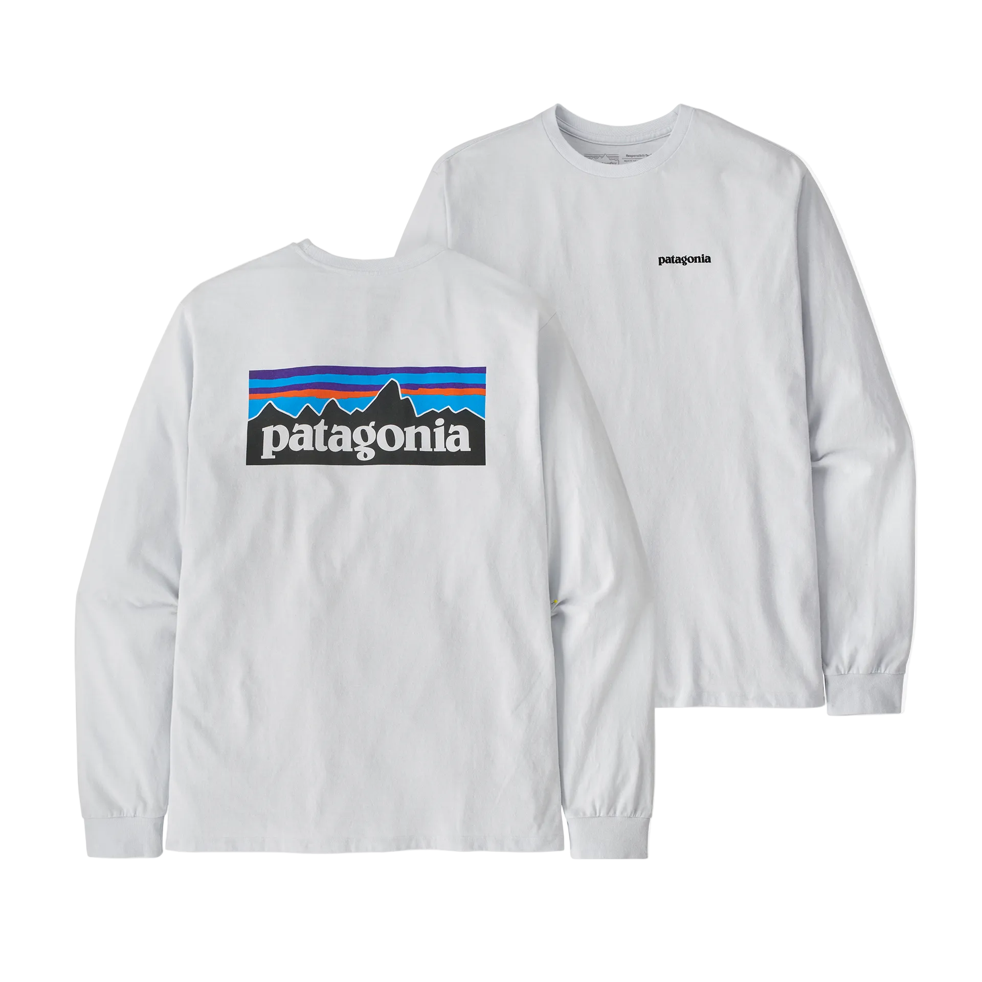 Patagonia | Mens P6 Logo Responsible Long Sleeve T-Shirt. White