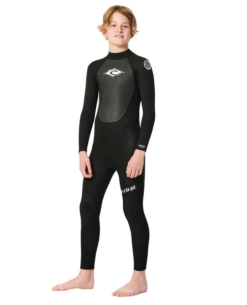 RIP CURL | BOYS OMEGA 3/2MM GB BACK ZIP STEAMER. BLACK