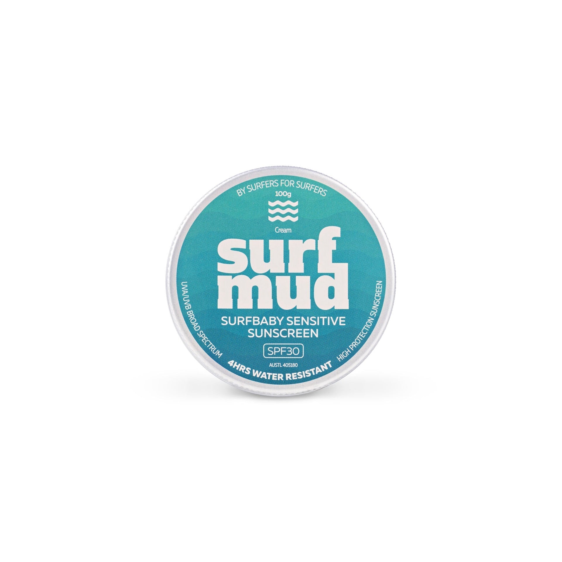 Surf Mud | Surfbaby Sensitive SPF30 Sunscreen Cream. 100g Tin