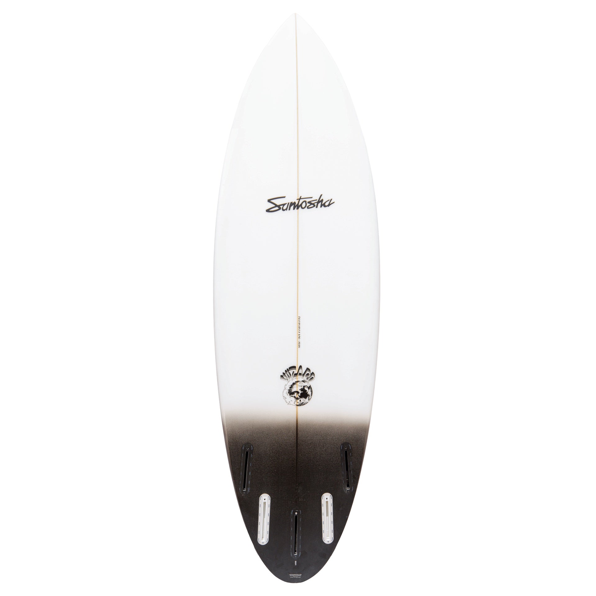 Santosha | Wizard Round Tail 5 Fin Fibreglass Surfboard. Tail Fade Spray