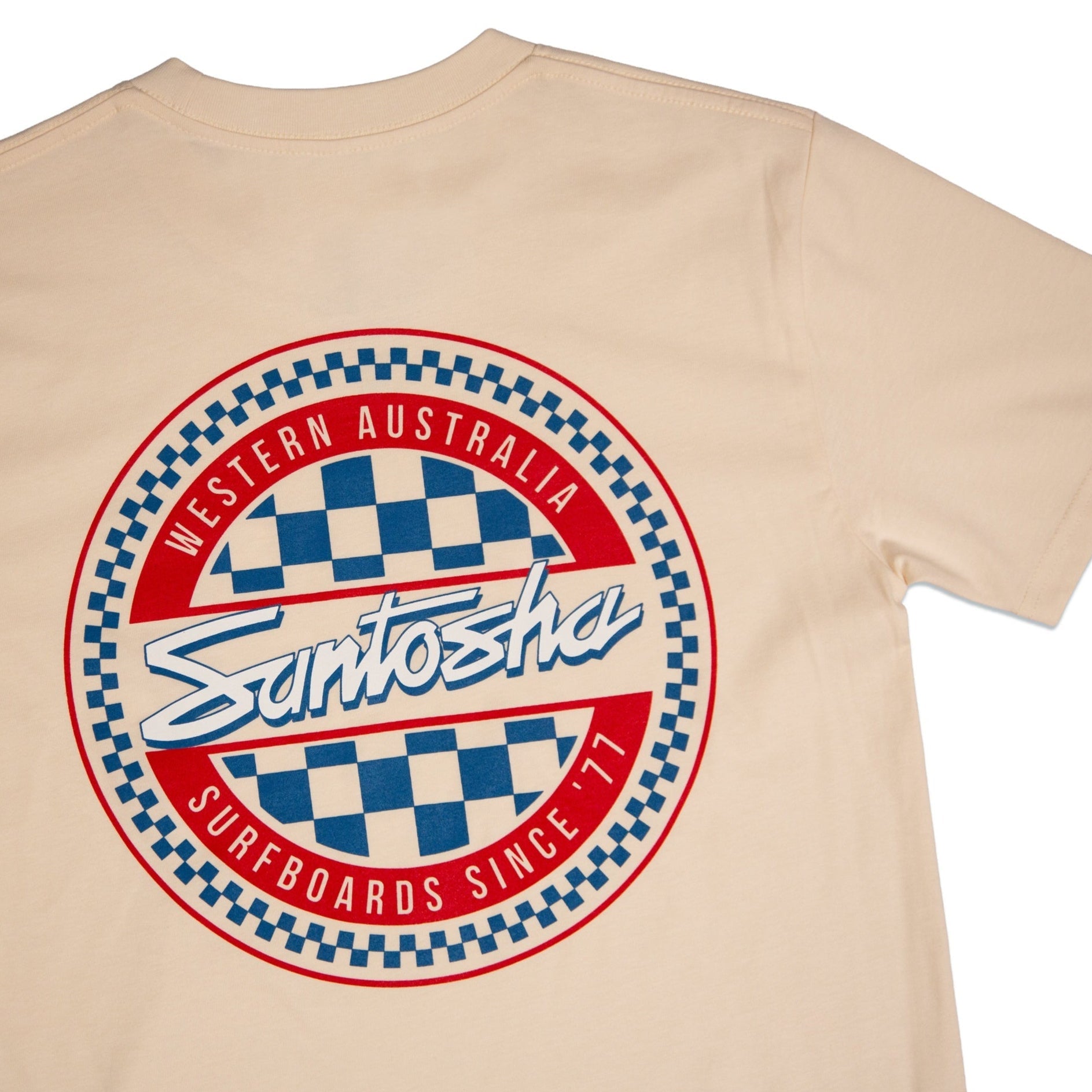 Santosha | Circle Check Classic Short Sleeve Tee. Ecru
