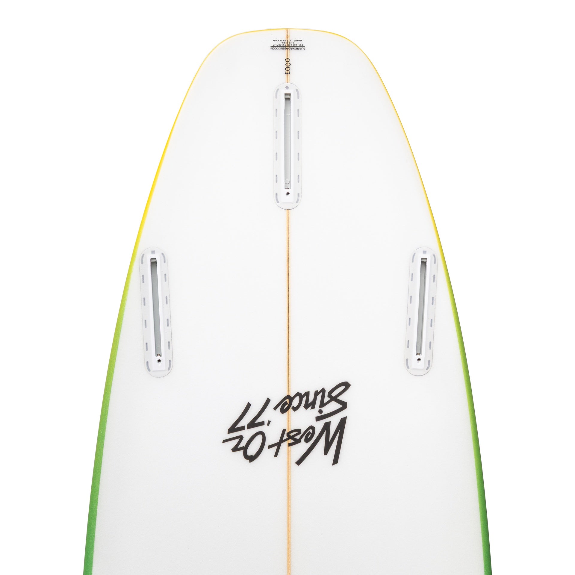 Santosha | Everyday Go-To Fibreglass / PU Surfboard. Rail Fade Spray